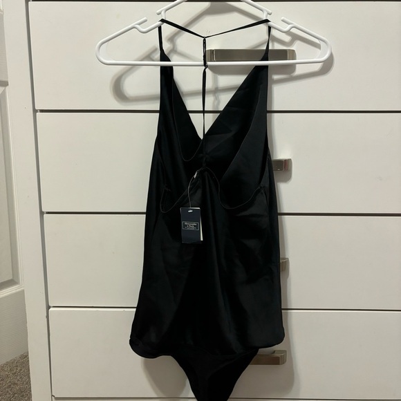 Abercrombie & Fitch Halter Satin Bodysuit BLACK NWT - Picture 3 of 5